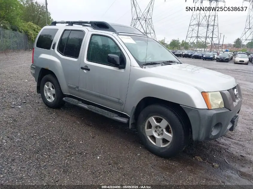 2005 Nissan Xterra S VIN: 5N1AN08W25C638637 Lot: 42224490