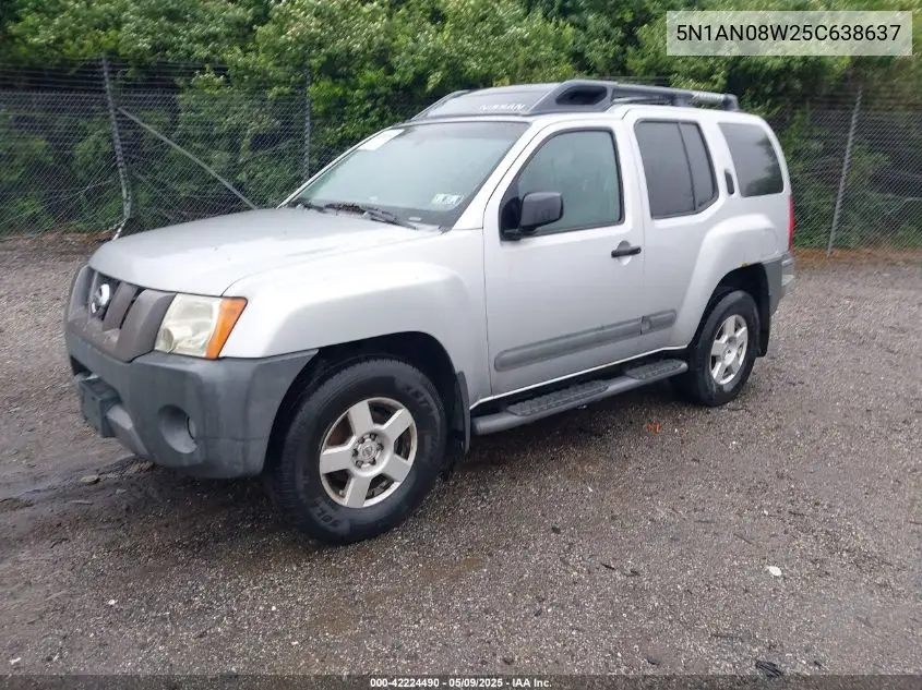2005 Nissan Xterra S VIN: 5N1AN08W25C638637 Lot: 42224490