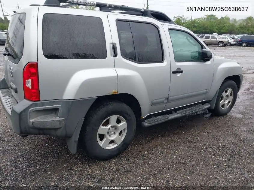 2005 Nissan Xterra S VIN: 5N1AN08W25C638637 Lot: 42224490