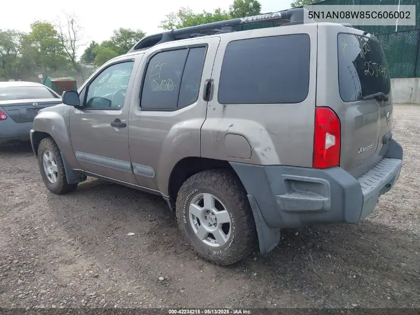 2005 Nissan Xterra S VIN: 5N1AN08W85C606002 Lot: 42234215