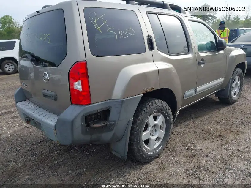 2005 Nissan Xterra S VIN: 5N1AN08W85C606002 Lot: 42234215