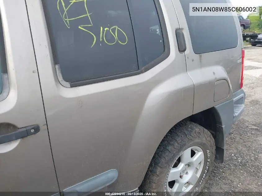 2005 Nissan Xterra S VIN: 5N1AN08W85C606002 Lot: 42234215