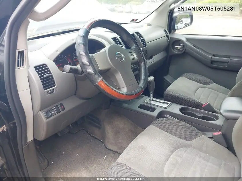 2005 Nissan Xterra Off Road/S/Se VIN: 5N1AN08W05T605281 Lot: 42252333