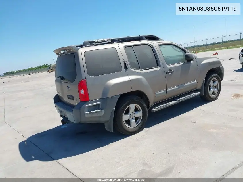 2005 Nissan Xterra Se VIN: 5N1AN08U85C619119 Lot: 42254022