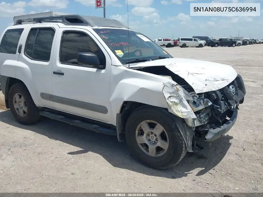 2005 Nissan Xterra S VIN: 5N1AN08U75C636994 Lot: 42619828