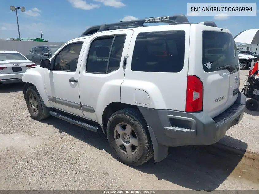 2005 Nissan Xterra S VIN: 5N1AN08U75C636994 Lot: 42619828