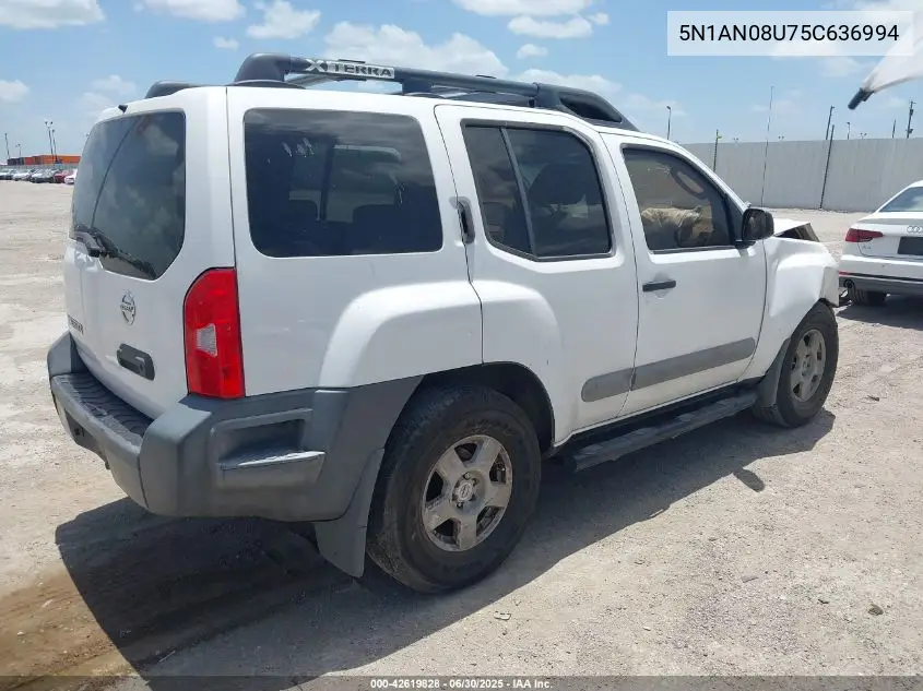 2005 Nissan Xterra S VIN: 5N1AN08U75C636994 Lot: 42619828