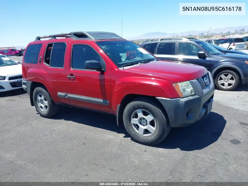 2005 Nissan Xterra S VIN: 5N1AN08U95C616178 Lot: 42824484