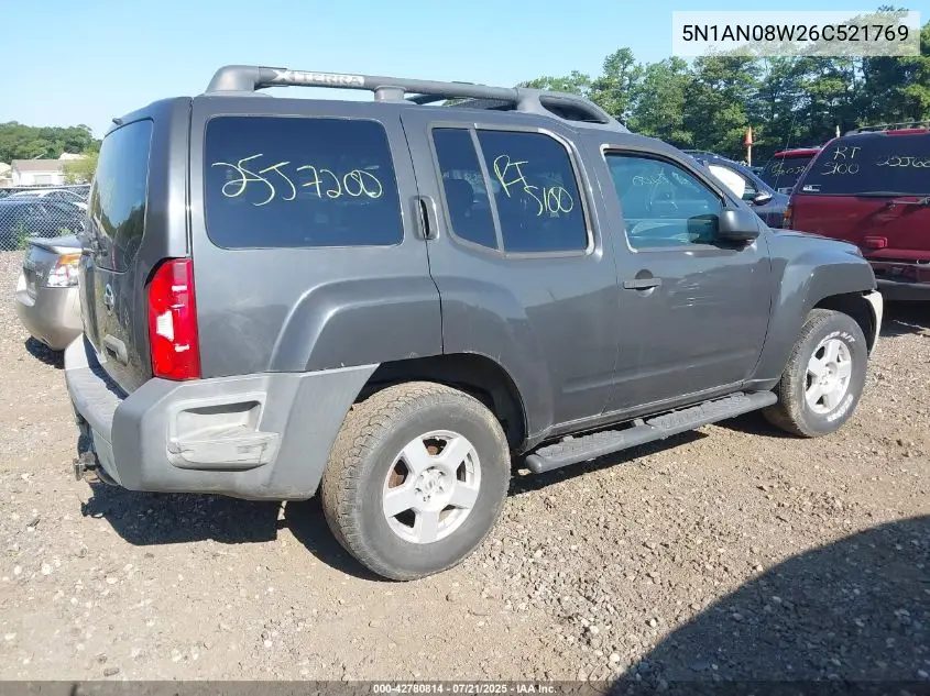 2006 Nissan Xterra S VIN: 5N1AN08W26C521769 Lot: 42780814