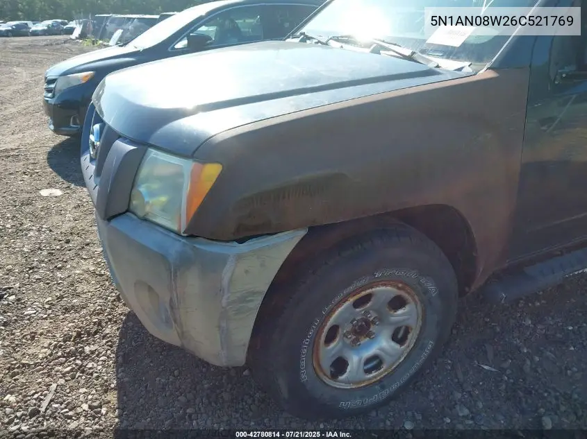 2006 Nissan Xterra S VIN: 5N1AN08W26C521769 Lot: 42780814