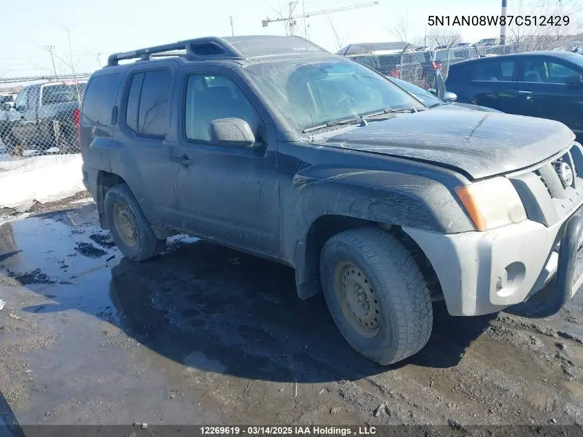 2007 Nissan Xterra Off Road/S/Se VIN: 5N1AN08W87C512429 Lot: 12269619