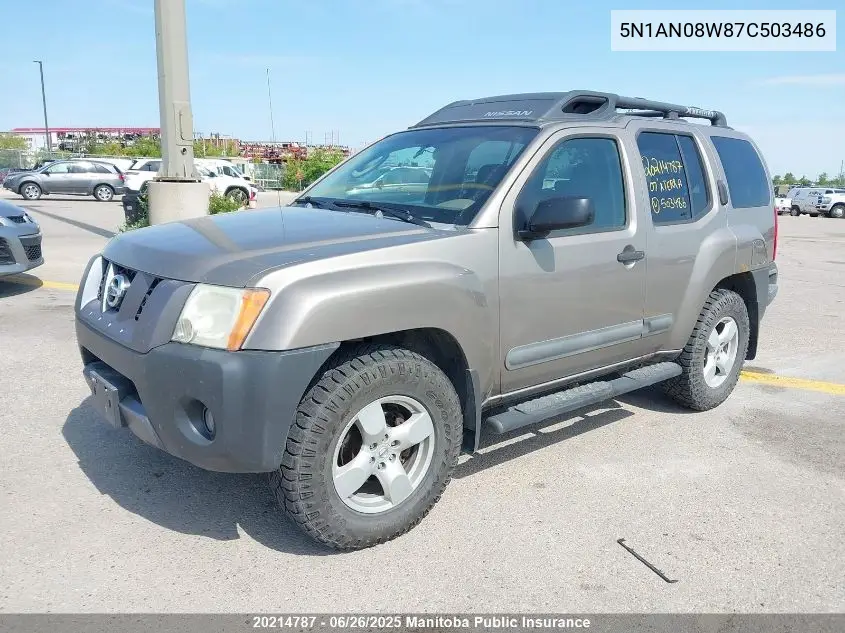 2007 Nissan Xterra Se VIN: 5N1AN08W87C503486 Lot: 20214787