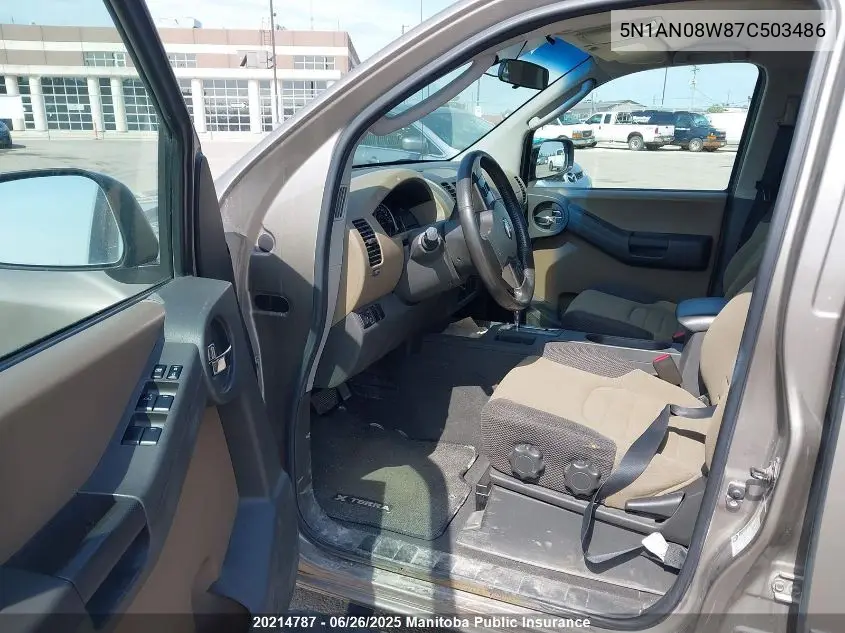 2007 Nissan Xterra Se VIN: 5N1AN08W87C503486 Lot: 20214787