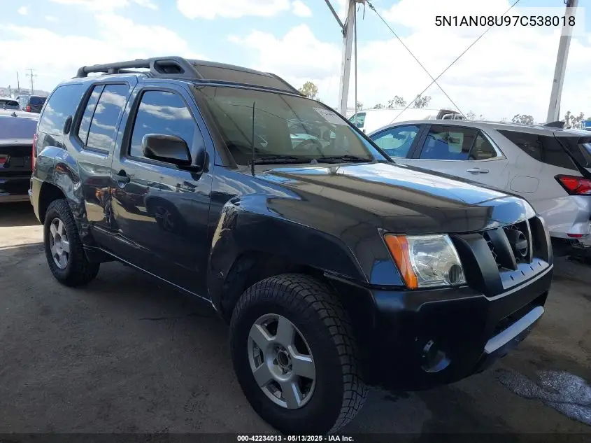 2007 Nissan Xterra S VIN: 5N1AN08U97C538018 Lot: 42234013