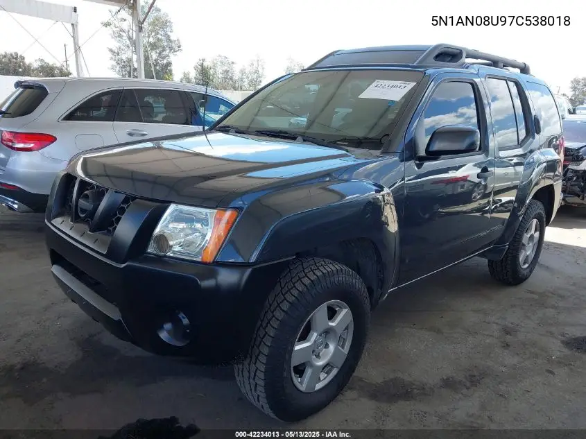 2007 Nissan Xterra S VIN: 5N1AN08U97C538018 Lot: 42234013