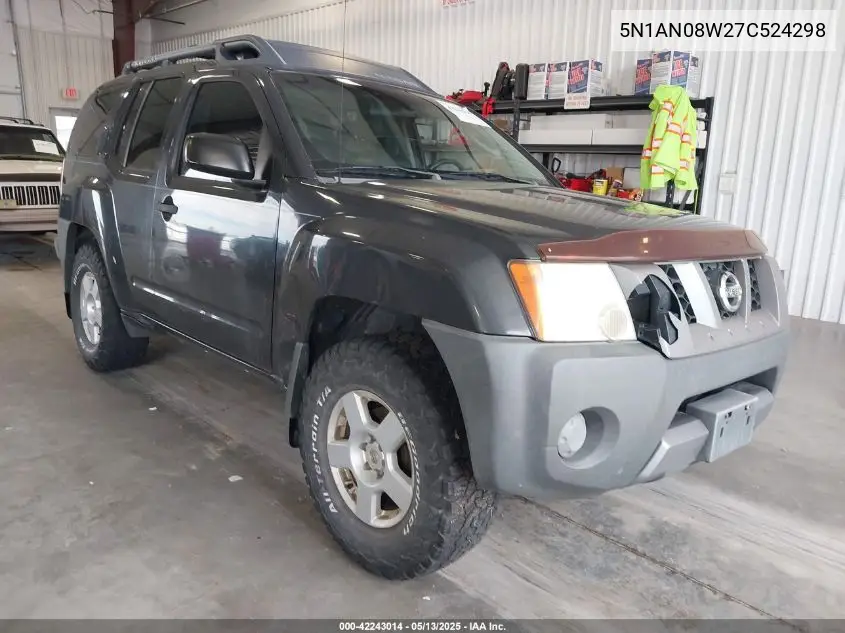 2007 Nissan Xterra S VIN: 5N1AN08W27C524298 Lot: 42243014