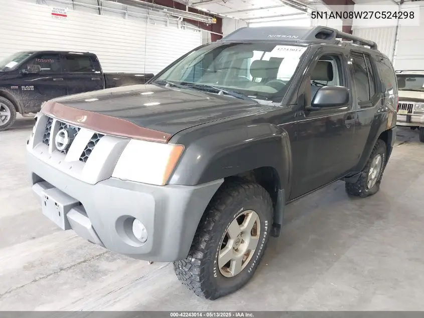 2007 Nissan Xterra S VIN: 5N1AN08W27C524298 Lot: 42243014