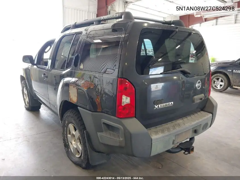 2007 Nissan Xterra S VIN: 5N1AN08W27C524298 Lot: 42243014