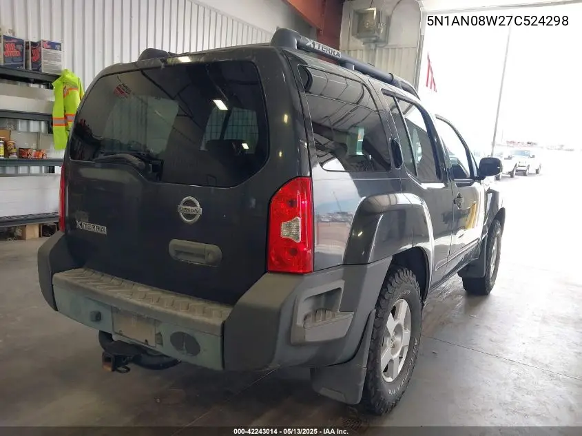 2007 Nissan Xterra S VIN: 5N1AN08W27C524298 Lot: 42243014