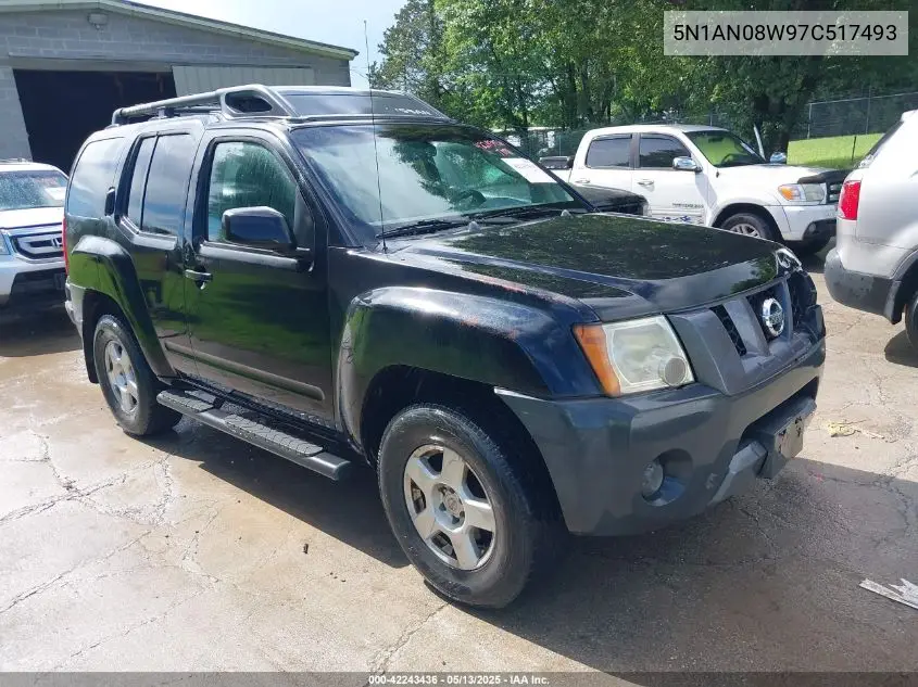 2007 Nissan Xterra S VIN: 5N1AN08W97C517493 Lot: 42243436