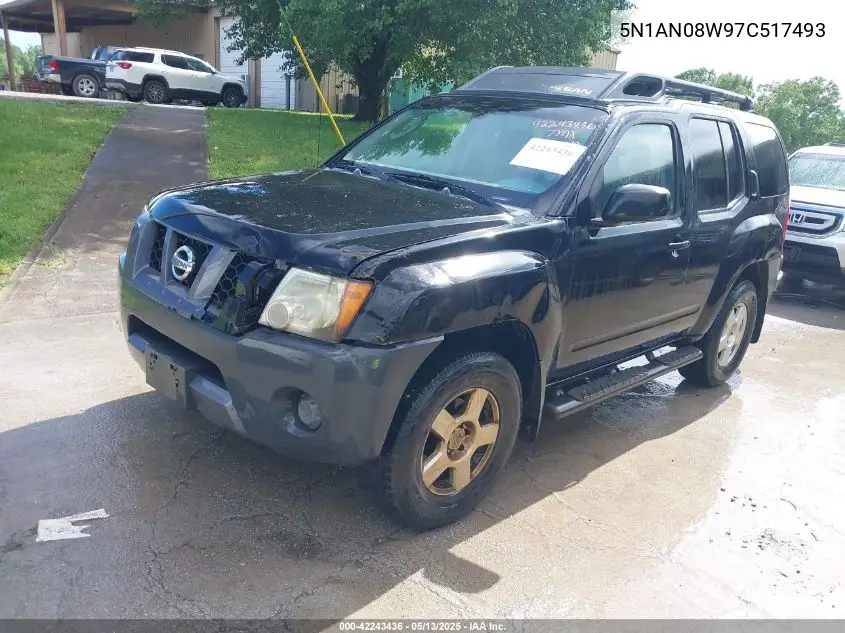 2007 Nissan Xterra S VIN: 5N1AN08W97C517493 Lot: 42243436