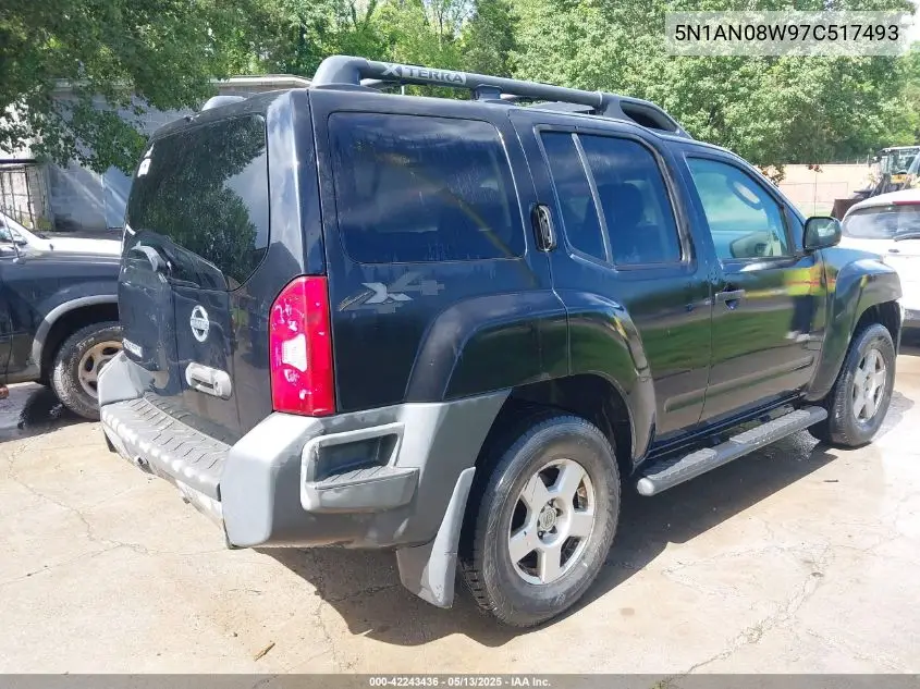 2007 Nissan Xterra S VIN: 5N1AN08W97C517493 Lot: 42243436