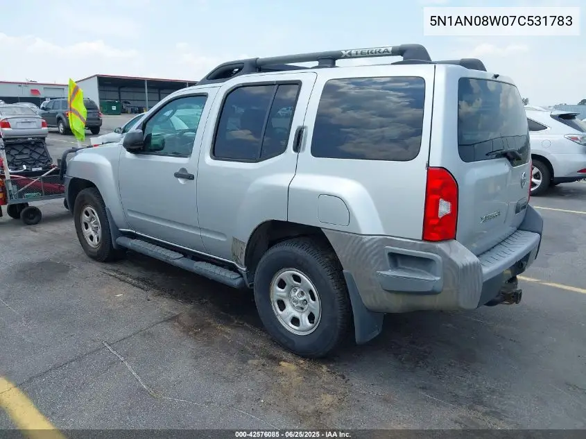 2007 Nissan Xterra X VIN: 5N1AN08W07C531783 Lot: 42576085