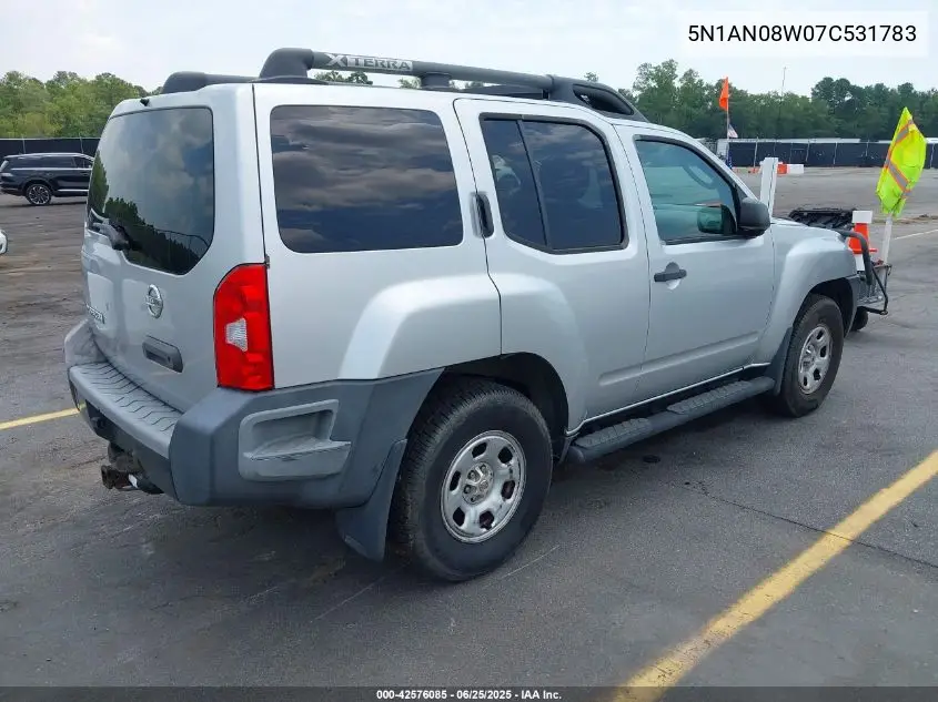 2007 Nissan Xterra X VIN: 5N1AN08W07C531783 Lot: 42576085