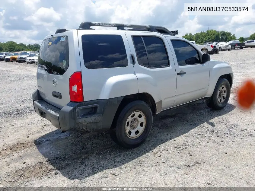 2007 Nissan Xterra X VIN: 5N1AN08U37C533574 Lot: 42621419
