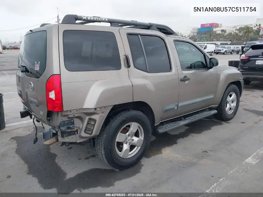2007 Nissan Xterra Se VIN: 5N1AN08U57C511754 Lot: 42785203