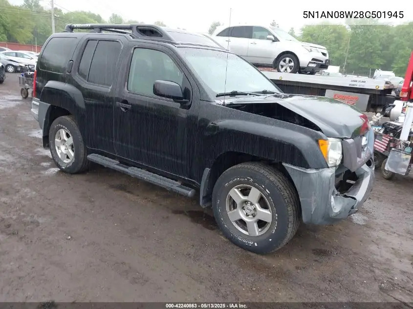 2008 Nissan Xterra S VIN: 5N1AN08W28C501945 Lot: 42240863