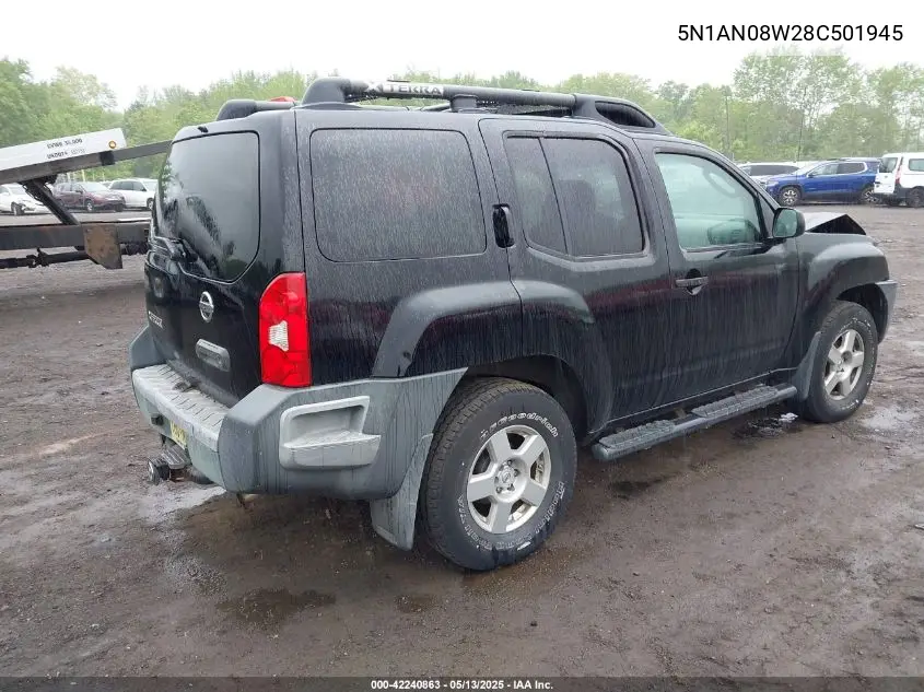 2008 Nissan Xterra S VIN: 5N1AN08W28C501945 Lot: 42240863