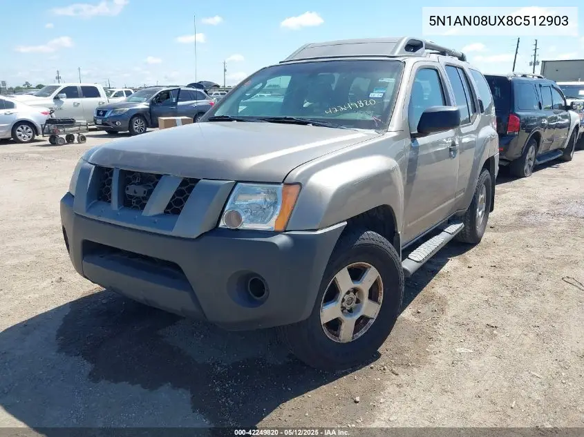 2008 Nissan Xterra S VIN: 5N1AN08UX8C512903 Lot: 42249820