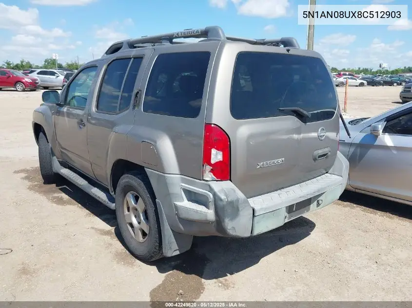 2008 Nissan Xterra S VIN: 5N1AN08UX8C512903 Lot: 42249820