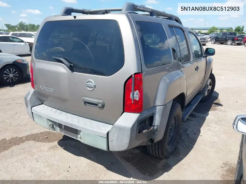 2008 Nissan Xterra S VIN: 5N1AN08UX8C512903 Lot: 42249820
