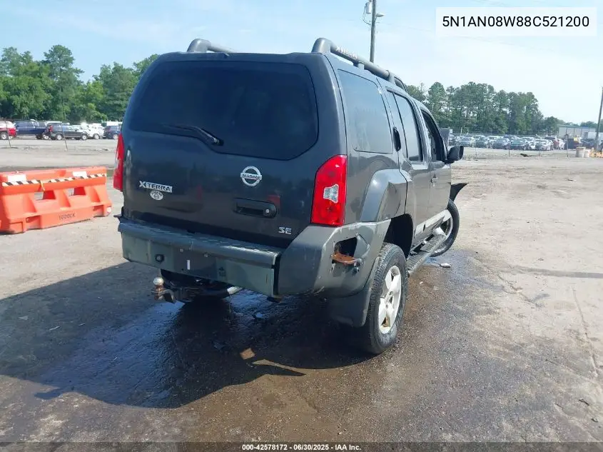 2008 Nissan Xterra Off Road/S/Se VIN: 5N1AN08W88C521200 Lot: 42578172