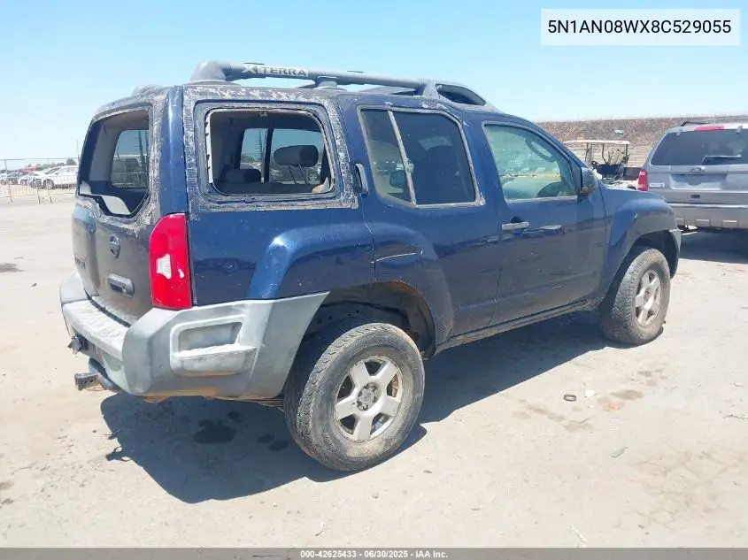 2008 Nissan Xterra S VIN: 5N1AN08WX8C529055 Lot: 42625433