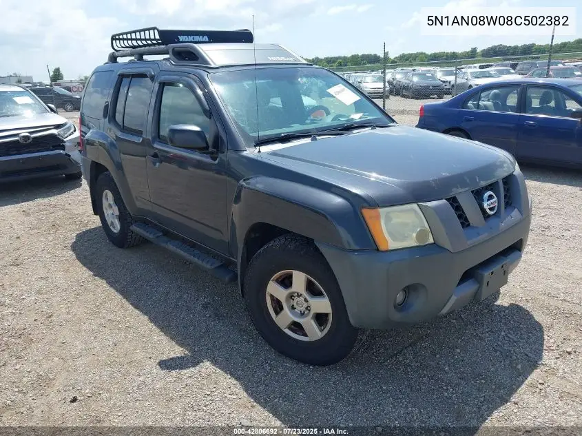 2008 Nissan Xterra S VIN: 5N1AN08W08C502382 Lot: 42806692