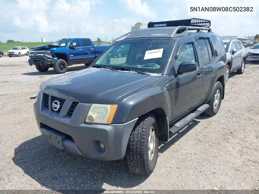 2008 Nissan Xterra S VIN: 5N1AN08W08C502382 Lot: 42806692