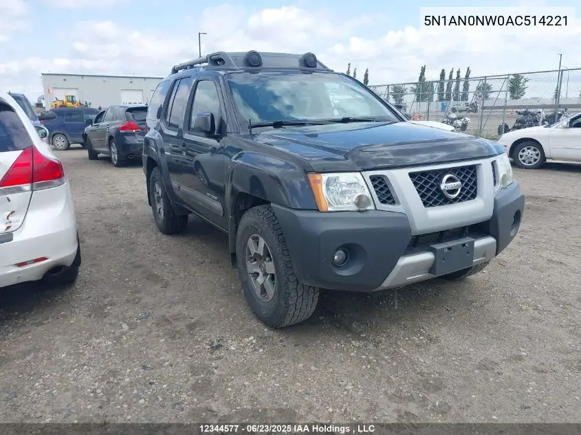2010 Nissan Xterra Off Road/S/Se VIN: 5N1AN0NW0AC514221 Lot: 12344577