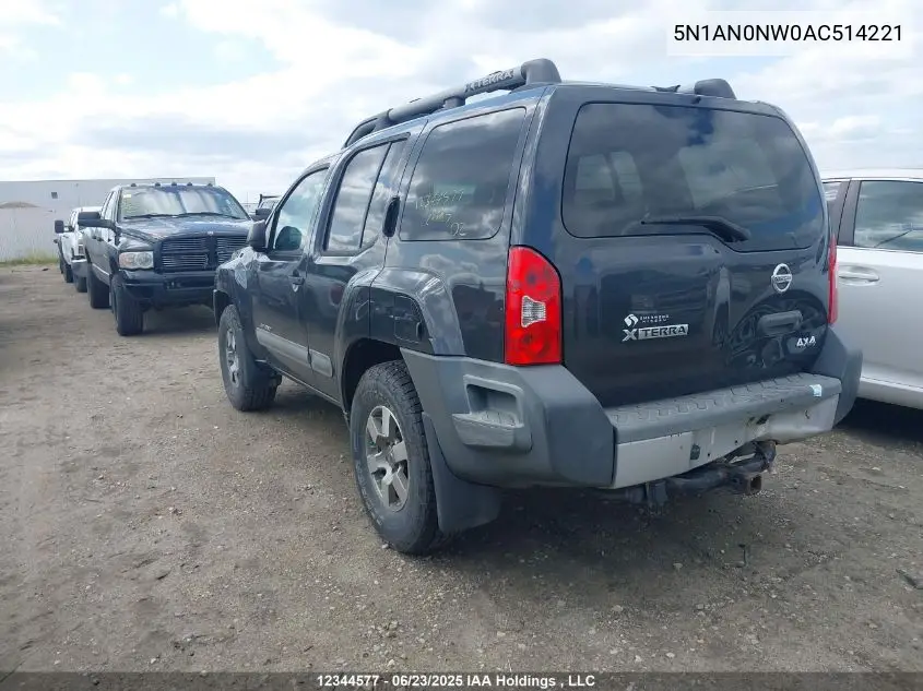2010 Nissan Xterra Off Road/S/Se VIN: 5N1AN0NW0AC514221 Lot: 12344577