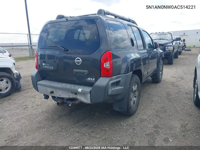 2010 Nissan Xterra Off Road/S/Se VIN: 5N1AN0NW0AC514221 Lot: 12344577