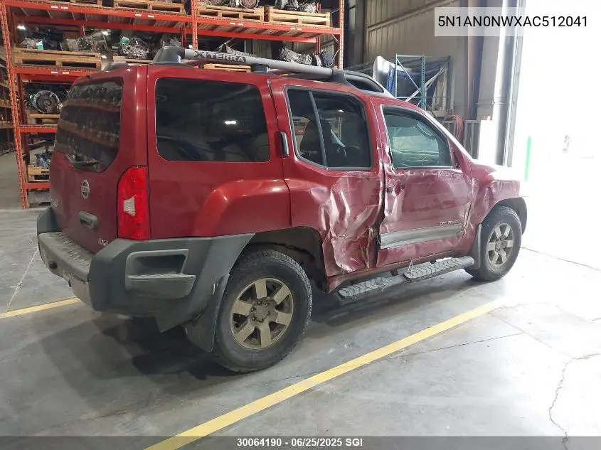 2010 Nissan Xterra Off Road VIN: 5N1AN0NWXAC512041 Lot: 30064190