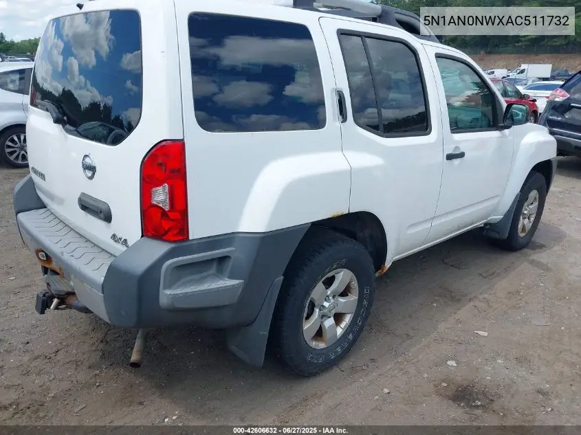 2010 Nissan Xterra S VIN: 5N1AN0NWXAC511732 Lot: 42606632