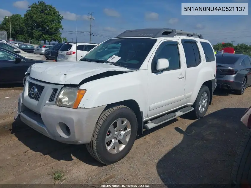 2010 Nissan Xterra Se VIN: 5N1AN0NU4AC521137 Lot: 42778469