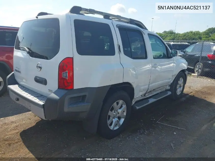 2010 Nissan Xterra Se VIN: 5N1AN0NU4AC521137 Lot: 42778469