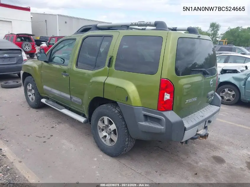 2011 Nissan Xterra Pro-4X VIN: 5N1AN0NW7BC524665 Lot: 42239375