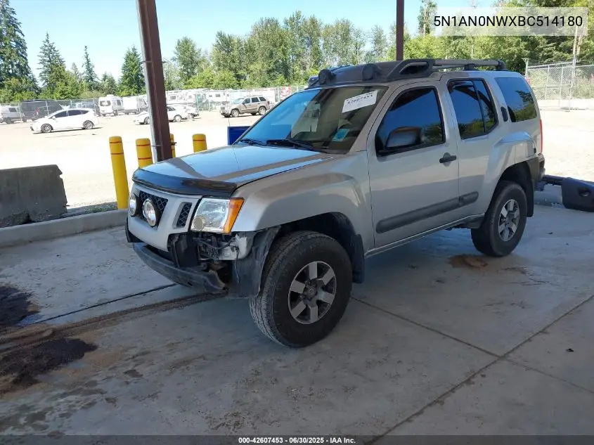 2011 Nissan Xterra Pro-4X VIN: 5N1AN0NWXBC514180 Lot: 42607453