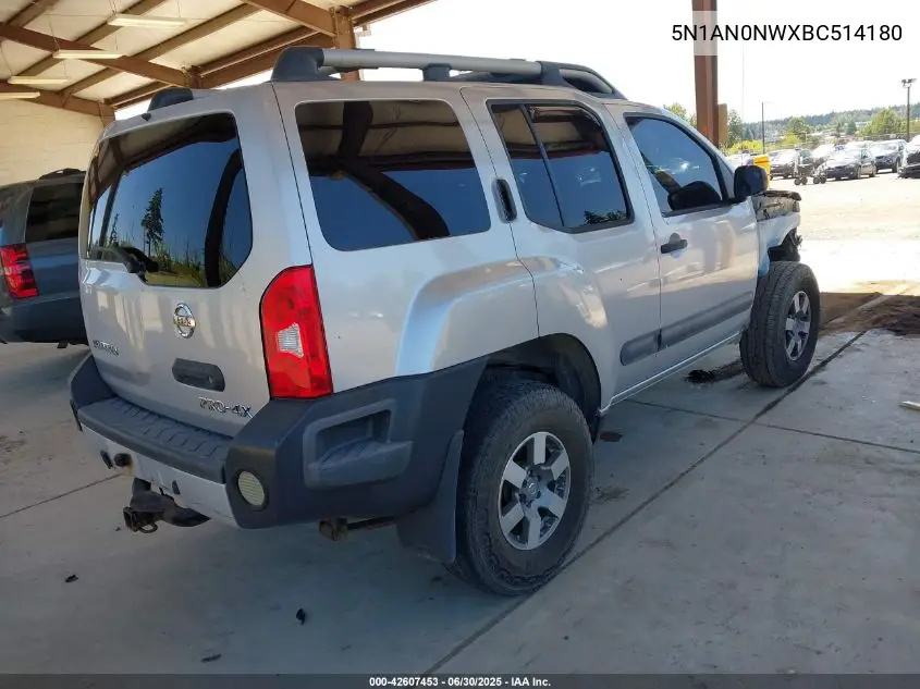 2011 Nissan Xterra Pro-4X VIN: 5N1AN0NWXBC514180 Lot: 42607453