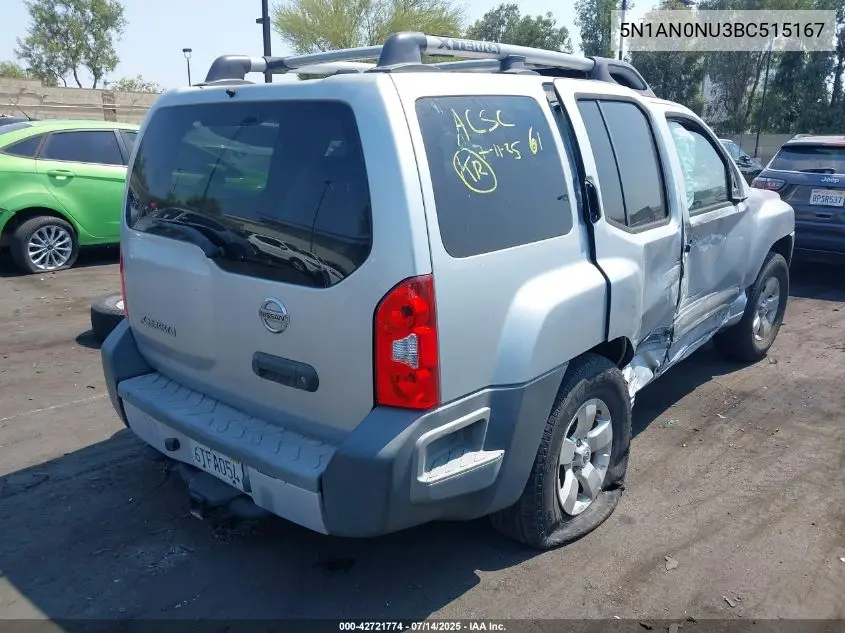 2011 Nissan Xterra S VIN: 5N1AN0NU3BC515167 Lot: 42721774